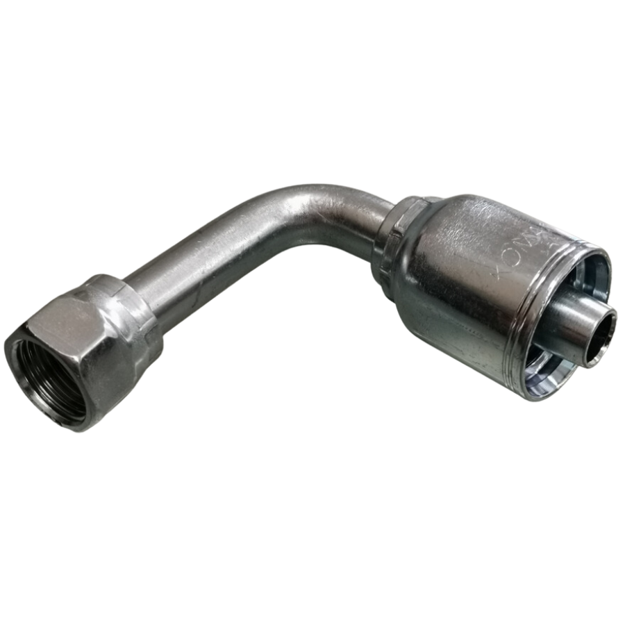 [K2280-1219] HEMBRA JIC-37° CODO LARGO A 90° PARA 1 Y 2 TRENZAS