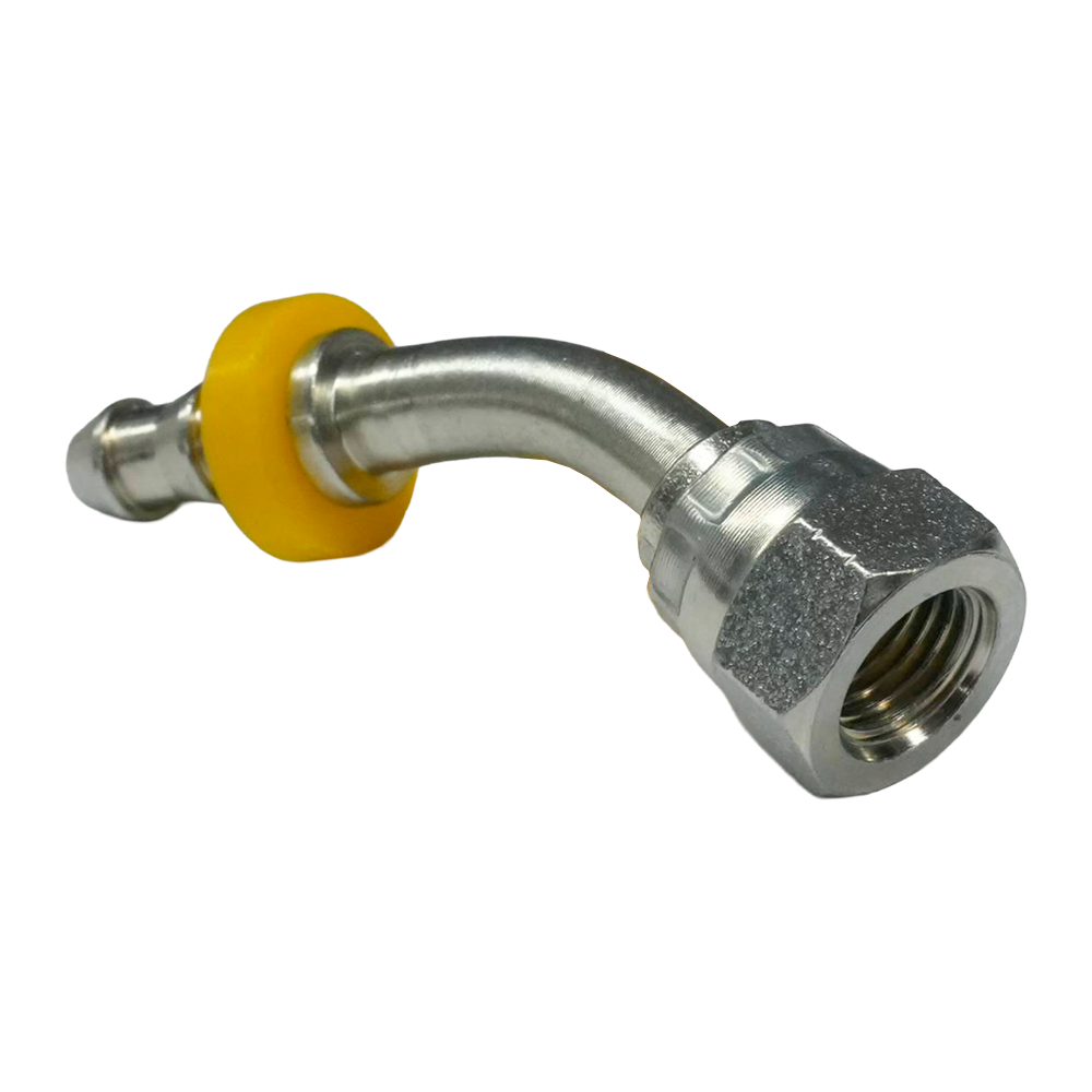 HEMBRA SAE PUSH LOCK EN CODO A 45º DE ACERO 4-4