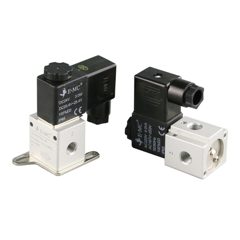 Electroválvula 3/2 Bidireccional, Accionamiento directo, 24 VDC, material aleación Aluminio, puertos 1/4" cuerda tipo "BSP o G" Ideal para realizar aplicaciones con vacío.