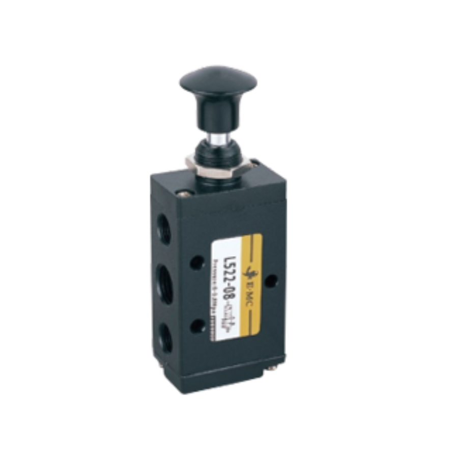 Válvula jaladera manual, 5/2, retorno por resorte tamaño 2, puertos 1/4" BSP