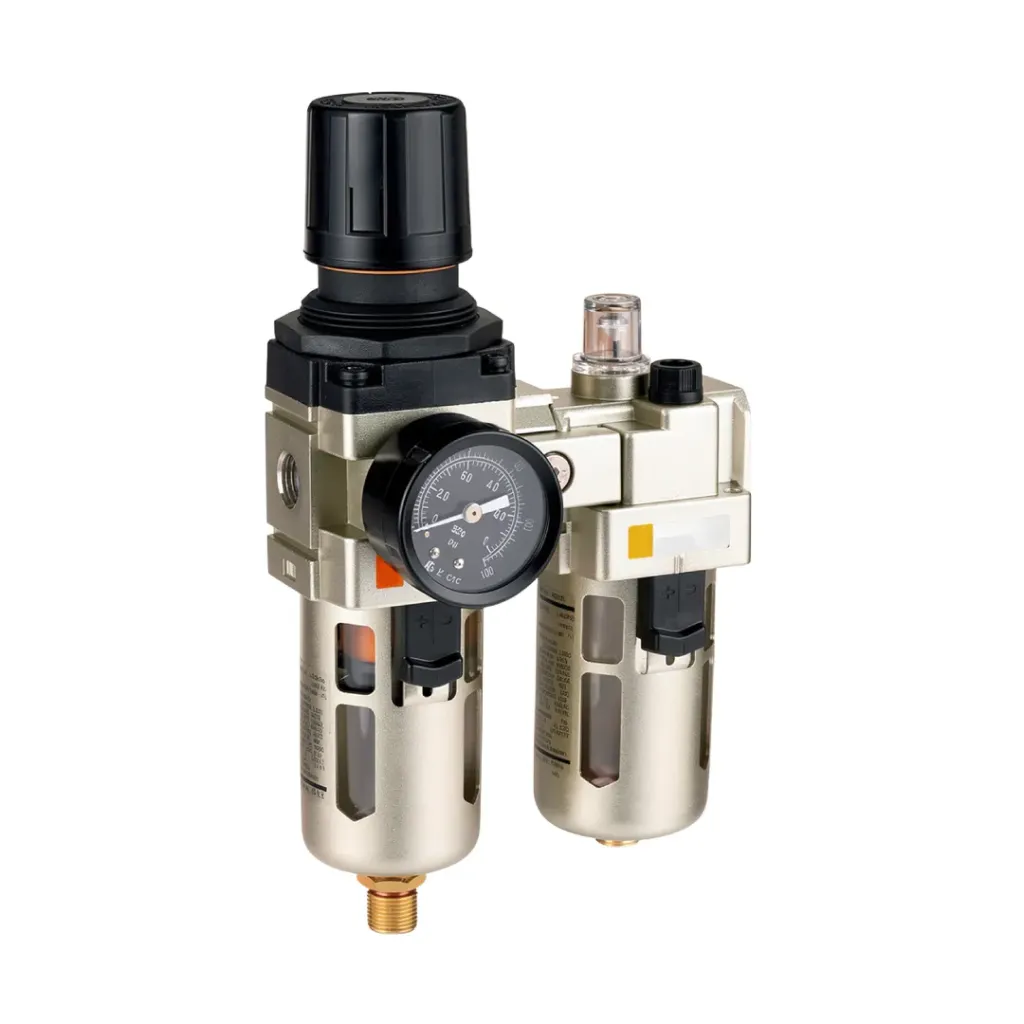 [EC4010-045-T] Combinación Filtro Regulador y Lubricador EC4010-045-T FR.L, 1/2" NPT, manómetro redondo, Bar/Psi purga manual, 25um