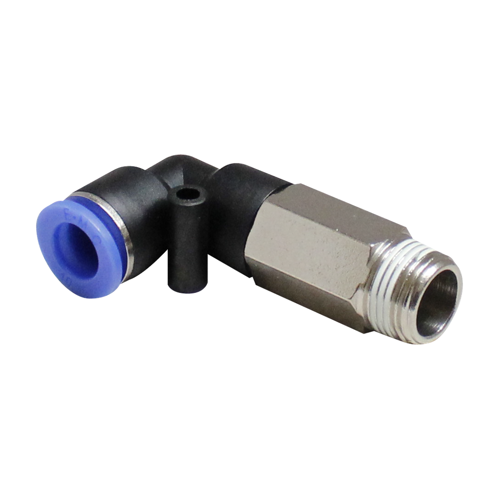 Conector Rapido en codo a 90° Largo Macho manguera 8 MM X 1/8" BSP