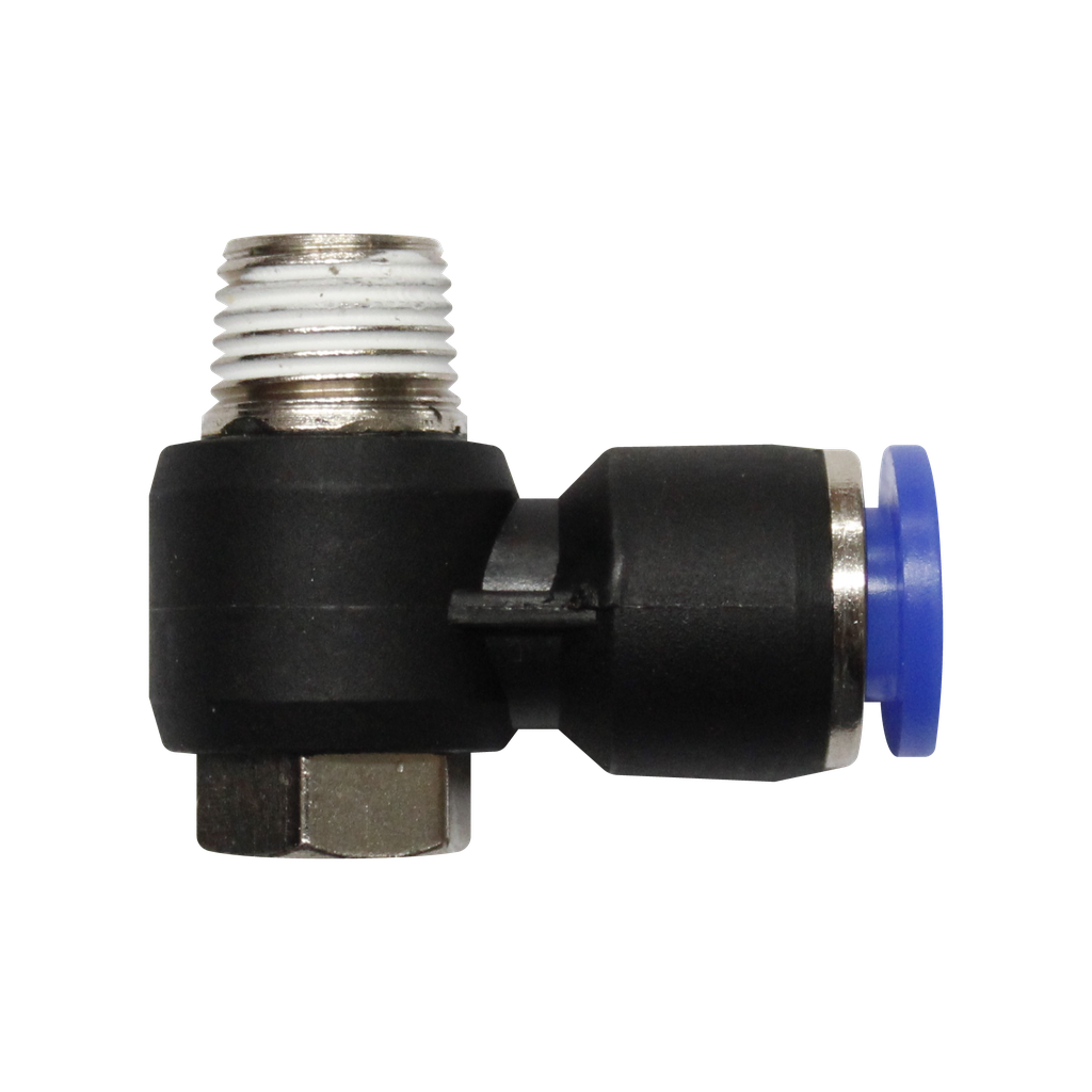 Racor rápido codo orientable cuerda 1/8" BSP manguera 6 MM