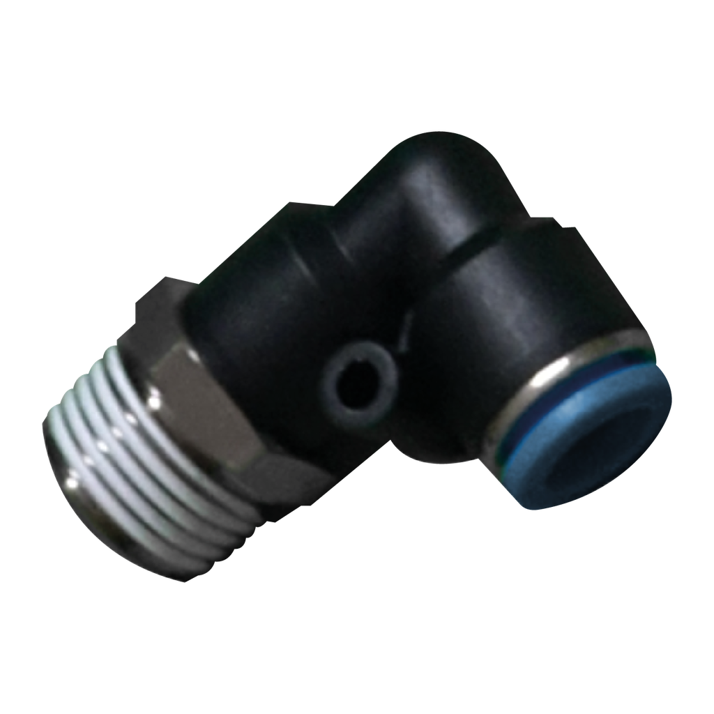[PL04M5] Conector rápido en codo a 90° Macho manguera 4 MM cuerda M5