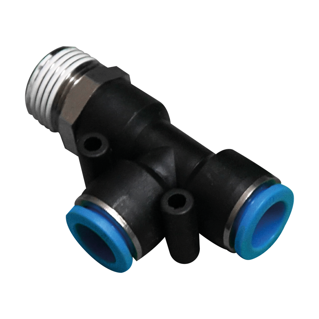 Conector rápido en codo a 90° Macho manguera 6 MM cuerda lateral M6