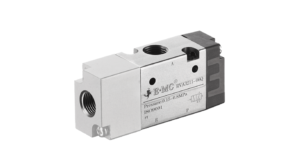 [RVA3211-06Q] Válvula neumática, 3/2 monoestable, 1 serie, retorno neumático, puertos 1/8" BSP