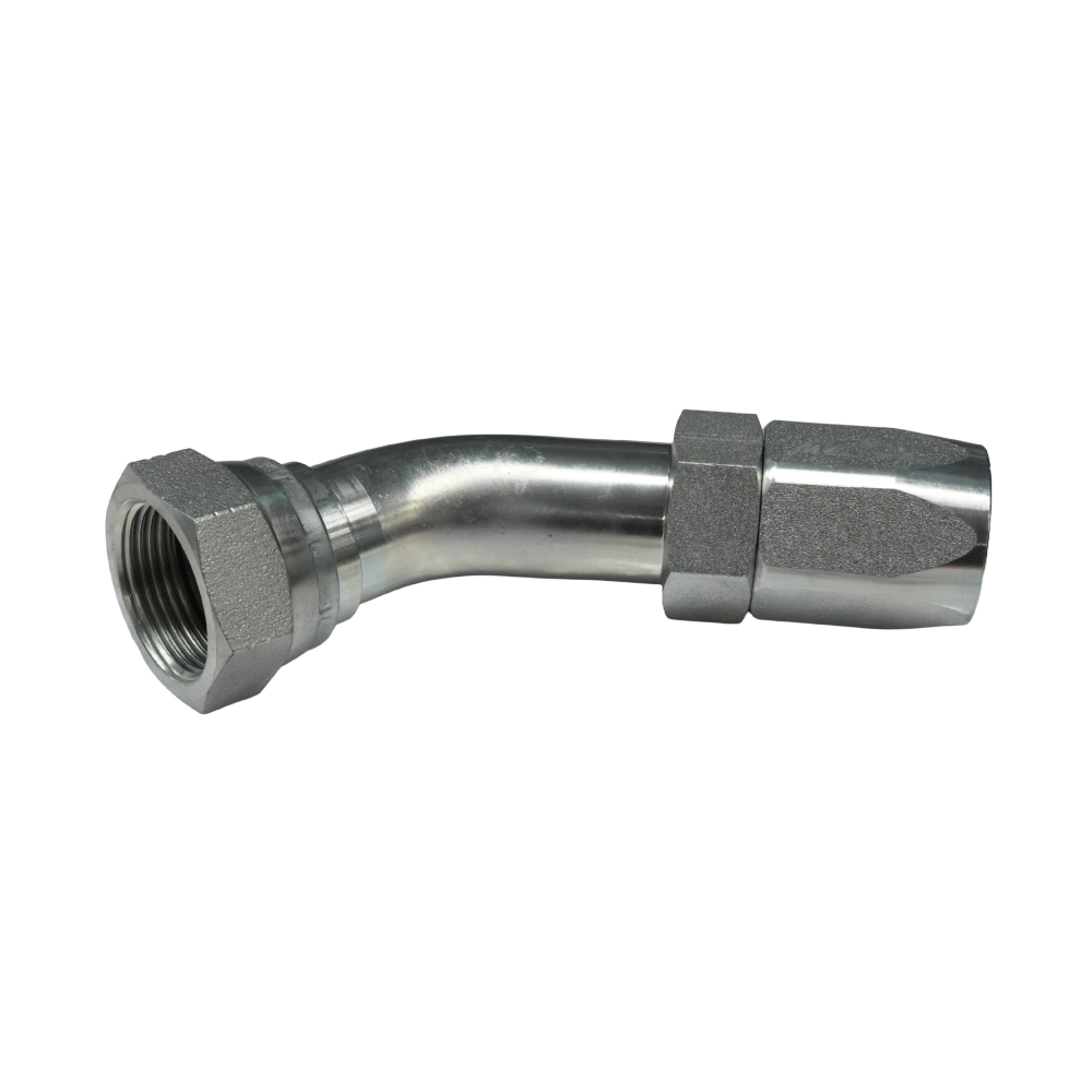 CODO 45° HEMBRA JIC  74° ROSCA ASIENTO CÓNICO 7/8 "X14 PASO MANGUERA DN16
